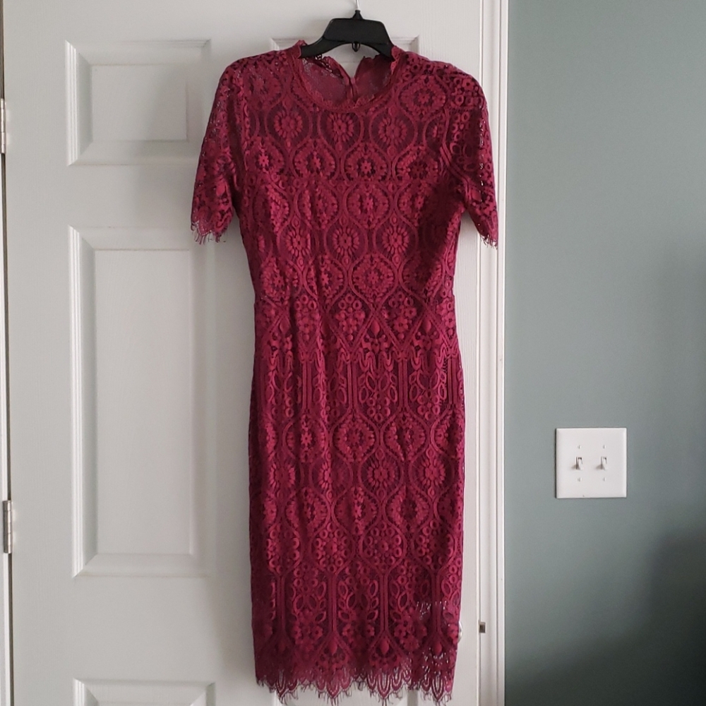 Lulu's Remarkable Burgundy Lace Dress